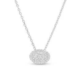 Forever Connected 0.25 CT. T.W. Diamond Oval-Shaped Frame Sideways Pendant in 10K White Gold