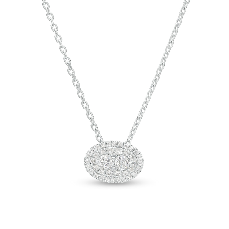 Forever Connected 0.25 CT. T.W. Diamond Oval-Shaped Frame Sideways Pendant in 10K White Gold