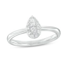 Forever Connected 0.20 CT. T.W. Pear-Shaped Diamond Frame Ring in Sterling Silver