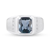 Thumbnail Image 0 of Men's Emerald-Cut London Blue Topaz and Diamond Accent Ring in Sterling Silver