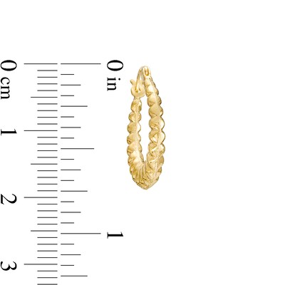 20.0mm Ribbed Hoop Earrings in 10K Gold