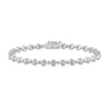 0.24 CT. T.W. Diamond Alternating Link Bracelet in Sterling Silver - 7.5"