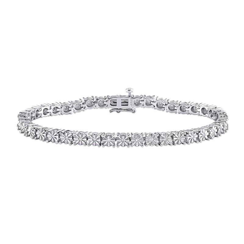 Main Image 1 of 0.25 CT. T.W. Diamond Tennis Bracelet in Sterling Silver 