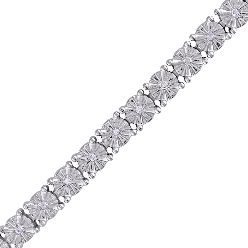 Main Image 3 of 0.25 CT. T.W. Diamond Tennis Bracelet in Sterling Silver 