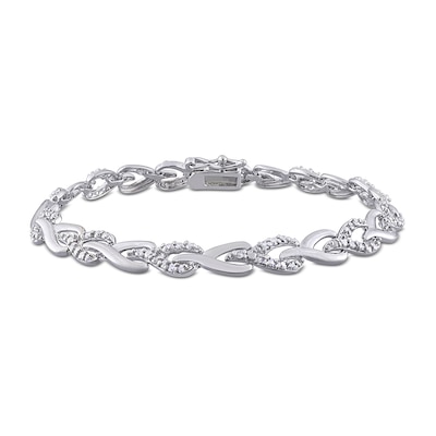 1.00 CT. T.W. Diamond Braided Alternating Link Bracelet in Sterling Silver 