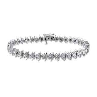 0.48 CT. T.W. Diamond "S" Alternating Link Bracelet in Sterling Silver - 7.25"