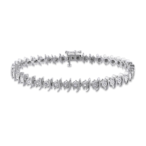 0.48 CT. T.w. Diamond "S" Alternating Link Bracelet in Sterling Silver