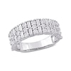 Thumbnail Image 0 of 0.16 CT. T.W. Diamond Station Triple Row Ring in Sterling Silver