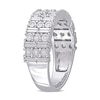 Thumbnail Image 2 of 0.16 CT. T.W. Diamond Station Triple Row Ring in Sterling Silver