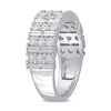 0.16 CT. T.W. Diamond Station Triple Row Ring in Sterling Silver 