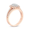 Thumbnail Image 3 of 0.95 CT. T.W. Oval-Shaped Multi-Diamond Double Flower Frame Bridal Set in 10K Rose Gold (J/I3)
