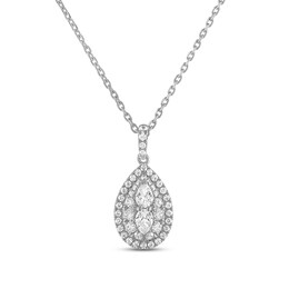Forever Connected 0.50 CT. T.W. Pear-Shaped Diamond Frame Pendant in 10K White Gold