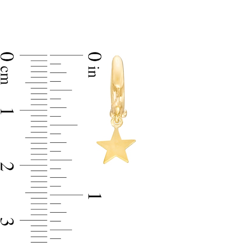 27.0mm Star Dangle Huggie Hoop Earrings in 10K Gold