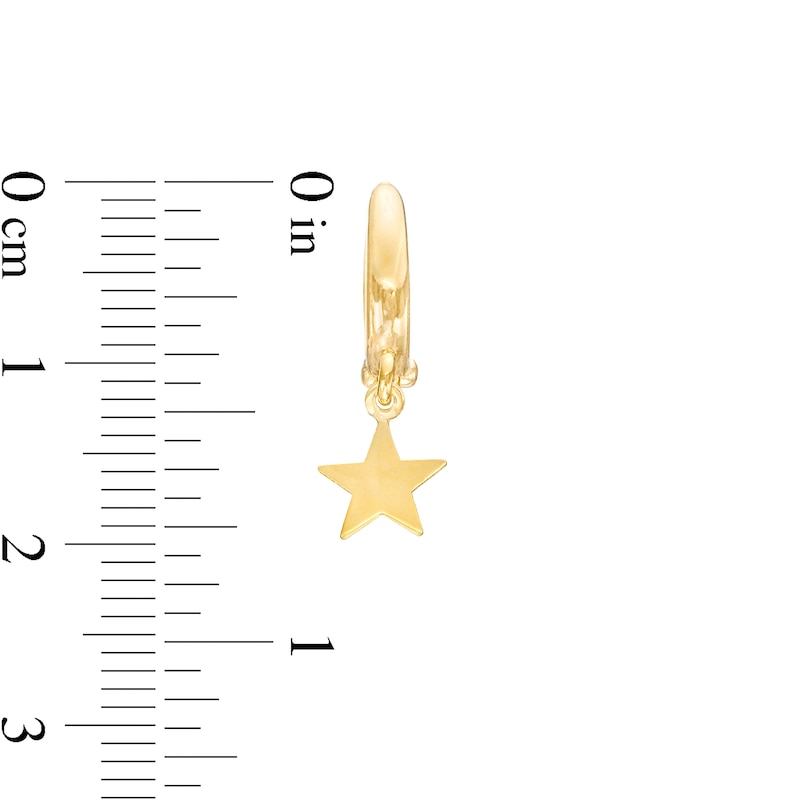 Main Image 3 of 27.0mm Star Dangle Huggie Hoop Earrings in 10K Gold
