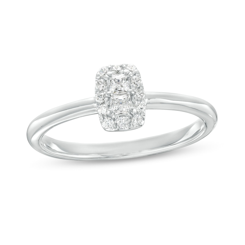 Forever Connected 0.20 CT. T.W. Princess-Cut Diamond Rectangular Frame Ring in 10K White Gold