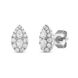 Forever Connected 0.40 CT. T.W. Pear-Shaped Diamond Frame Stud Earrings in 10K White Gold