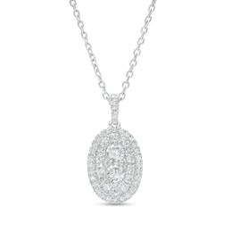 Forever Connected 0.50 CT. T.W. Diamond Oval-Shaped Double Frame Pendant in 10K White Gold