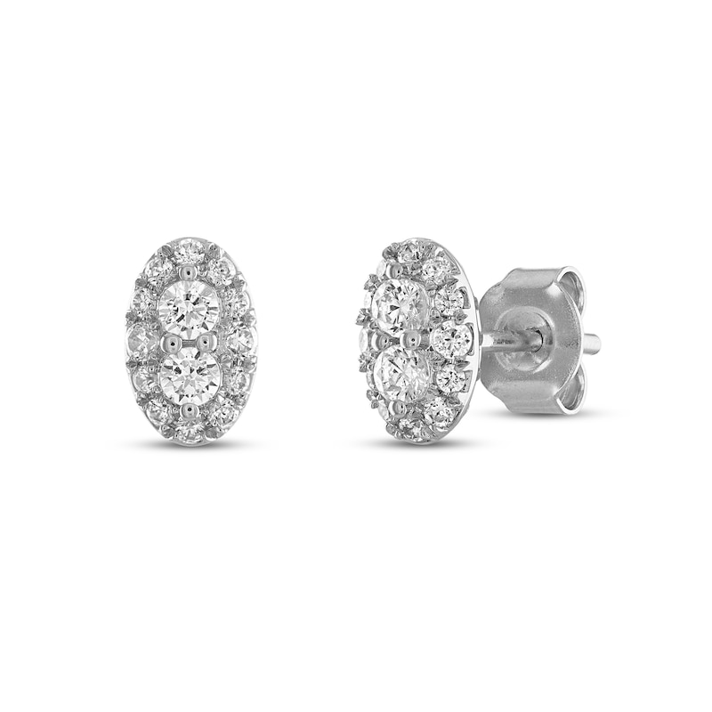 Forever Connected 0.40 CT. T.W. Diamond Oval-Shaped Frame Stud Earrings in 10K White Gold