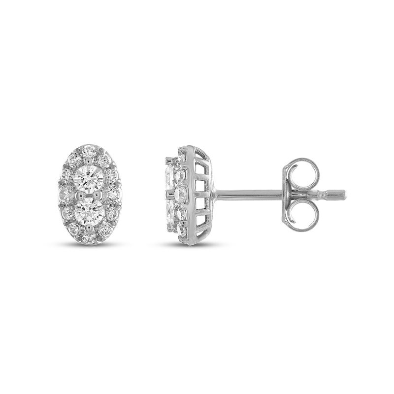 Forever Connected 0.40 CT. T.W. Diamond Oval-Shaped Frame Stud Earrings in 10K White Gold