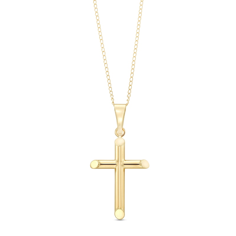 Child's Tube Cross Pendant in 14K Gold - 13"|Peoples Jewellers