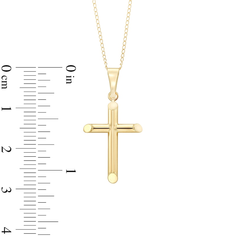 Child's Tube Cross Pendant in 14K Gold - 13"