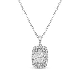 Forever Connected 0.50 CT. T.W. Princess-Cut Diamond Double Rectangular Frame Pendant in 10K White Gold
