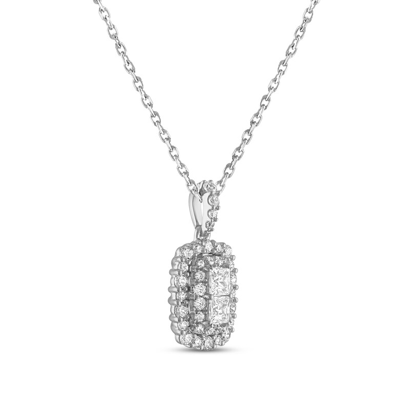 Forever Connected CT. T.W. Princess-Cut Diamond Double Rectangular Frame Pendant in 10K White Gold