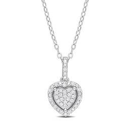 0.15 CT. T.W. Heart-Shaped Multi-Diamond Frame Pendant in Sterling Silver