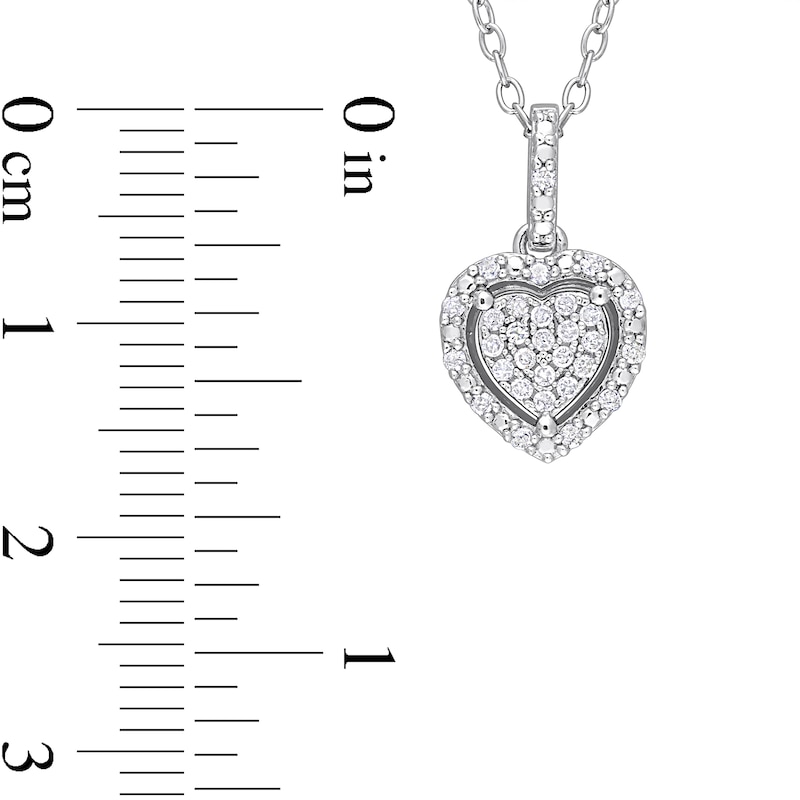 0.15 CT. T.W. Heart-Shaped Multi-Diamond Frame Pendant in Sterling Silver