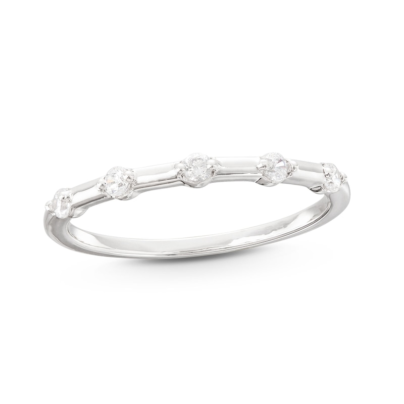 0.085 CT. T.W. Diamond Five Stone Anniversary Band in 10K White Gold|Peoples Jewellers