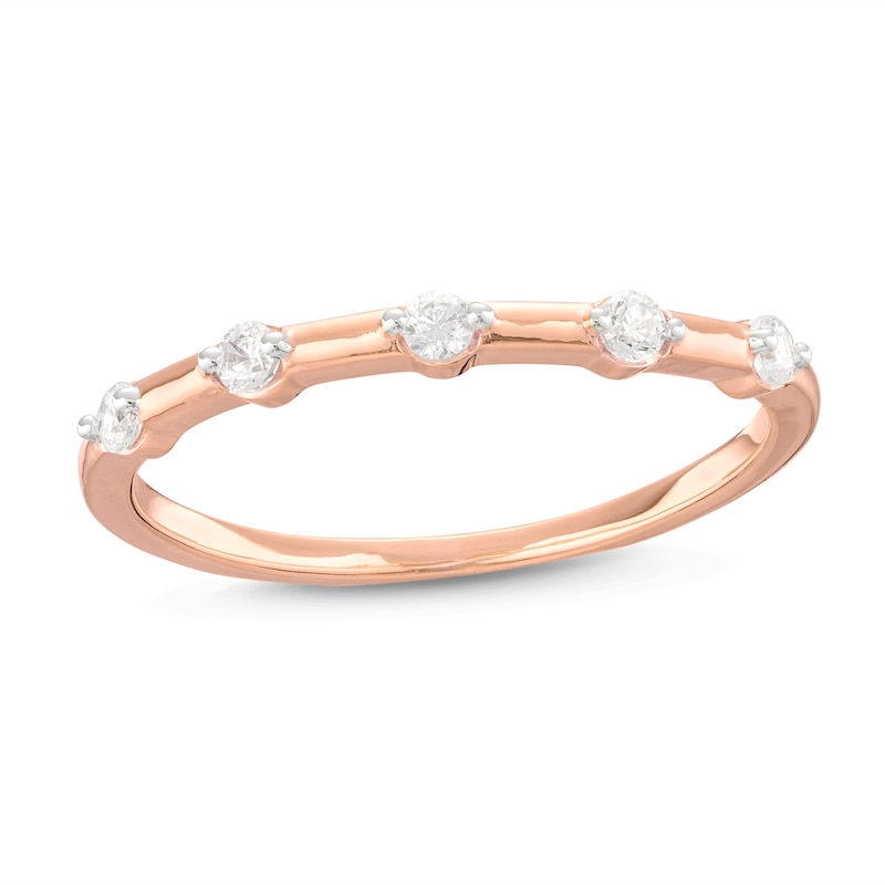 Main Image 1 of 0.085 CT. T.W. Diamond Five Stone Anniversary Band in 10K Rose Gold