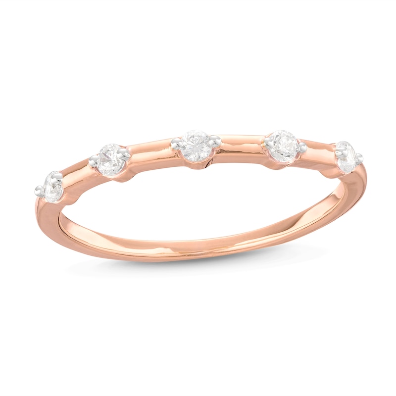 0.085 CT. T.W. Diamond Five Stone Anniversary Band in 10K Rose Gold|Peoples Jewellers