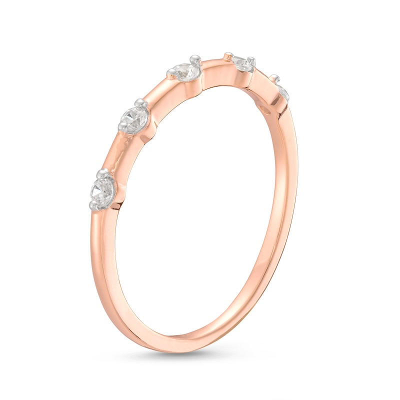 Main Image 3 of 0.085 CT. T.W. Diamond Five Stone Anniversary Band in 10K Rose Gold