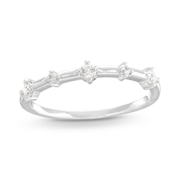 0.145 CT. T.W. Diamond Alternating Large and Small Five Stone Anniversary Band in 10K White Gold