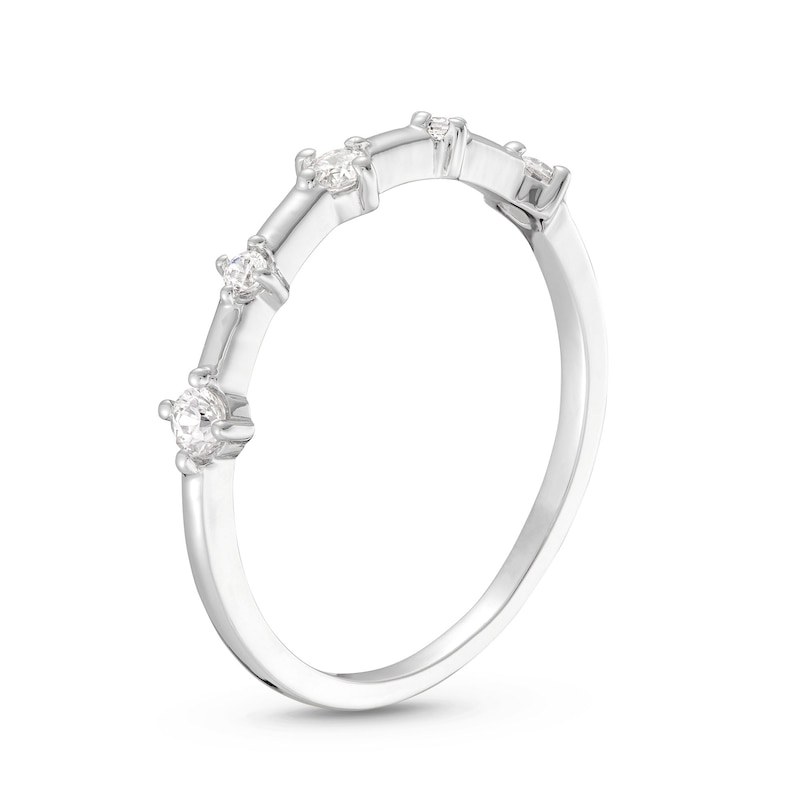 0.145 CT. T.W. Diamond Alternating Large and Small Five Stone Anniversary Band in 10K White Gold