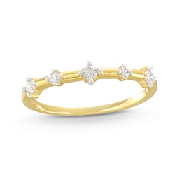 0.145 CT. T.W. Diamond Alternating Large and Small Five Stone Anniversary Band in 10K Gold