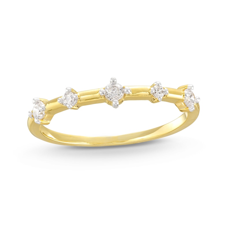 0.145 CT. T.W. Diamond Alternating Large and Small Five Stone Anniversary Band in 10K Gold