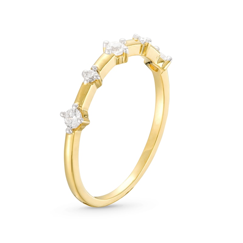 0.145 CT. T.W. Diamond Alternating Large and Small Five Stone Anniversary Band in 10K Gold