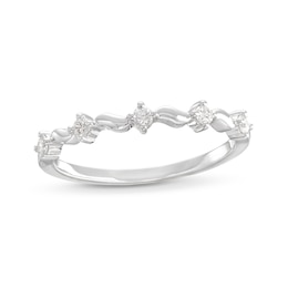 0.085 CT. T.W. Diamond Wave Alternating Anniversary Band in 10K White Gold