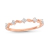 Thumbnail Image 0 of 0.085 CT. T.W. Diamond Wave Alternating Anniversary Band in 10K Rose Gold
