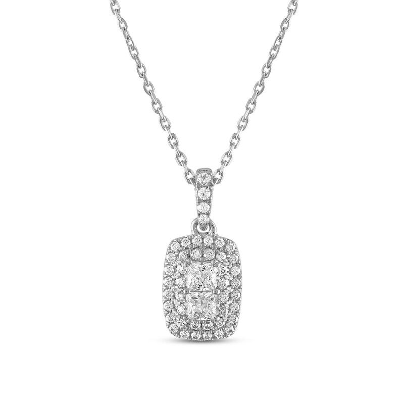 Forever Connected 1.00 CT. T.W. Princess-Cut Diamond Double Rectangular Frame Pendant in 10K White Gold