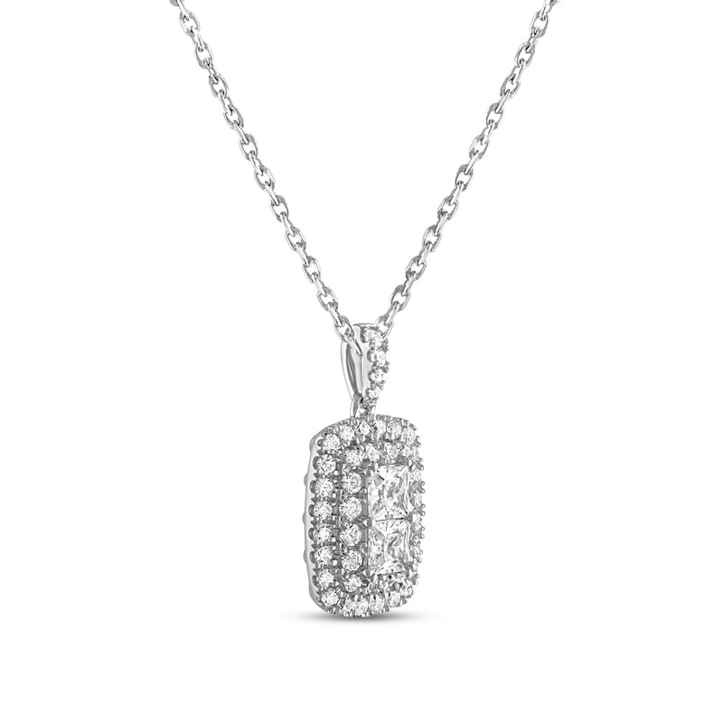 Forever Connected 1.00 CT. T.W. Princess-Cut Diamond Double Rectangular Frame Pendant in 10K White Gold