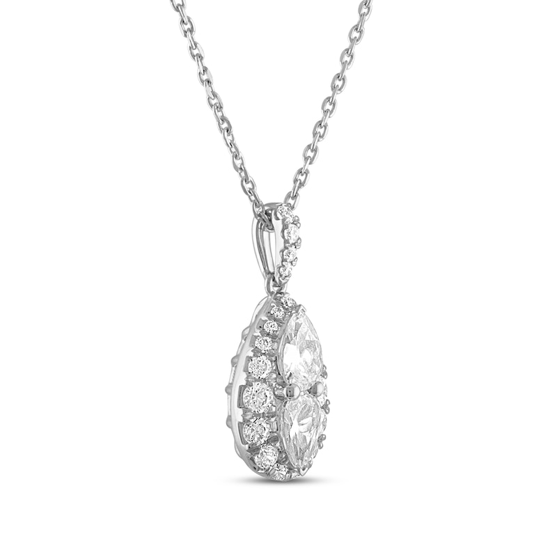 Main Image 2 of Forever Connected 1.00 CT. T.W. Pear-Shaped Diamond Frame Pendant in 10K White Gold