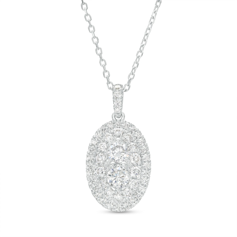 Forever Connected 1.00 CT. T.W. Diamond Oval-Shaped Double Frame Pendant in 10K White Gold