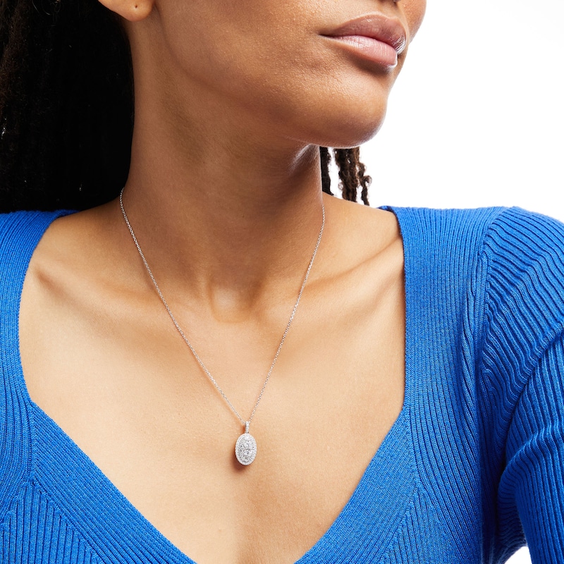 Main Image 2 of Forever Connected 1.00 CT. T.W. Diamond Oval-Shaped Double Frame Pendant in 10K White Gold