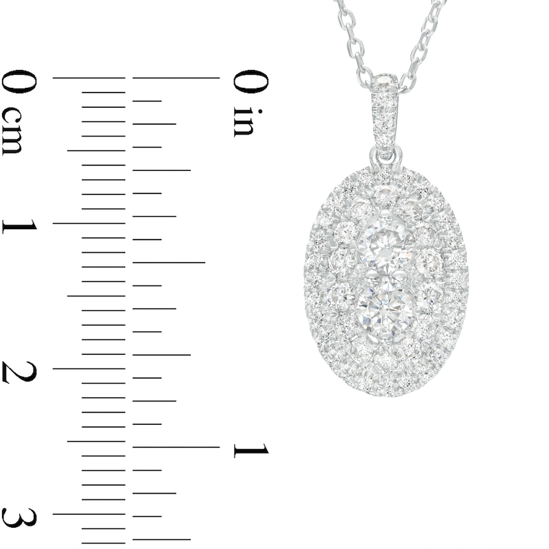 Main Image 3 of Forever Connected 1.00 CT. T.W. Diamond Oval-Shaped Double Frame Pendant in 10K White Gold
