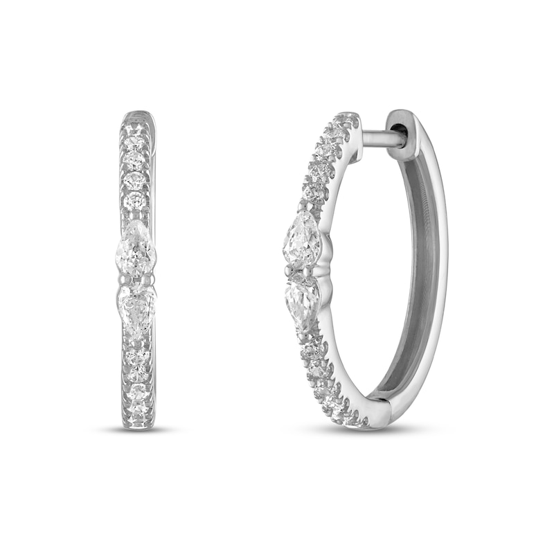 Forever Connected 0.33 CT. T.W. Pear-Shaped Diamond Hoop Earrings in Sterling Silver|Peoples Jewellers