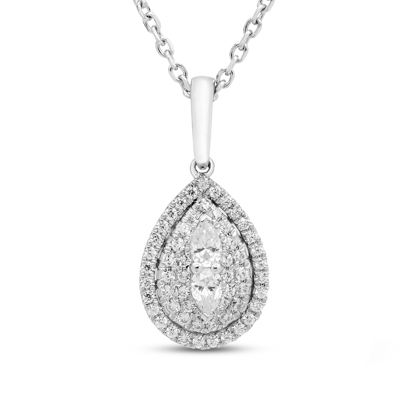 Forever Connected 0.20 CT. T.W. Pear-Shaped Diamond Frame Pendant in Sterling Silver