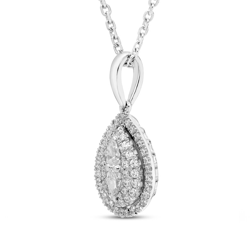 Forever Connected 0.20 CT. T.W. Pear-Shaped Diamond Frame Pendant in Sterling Silver