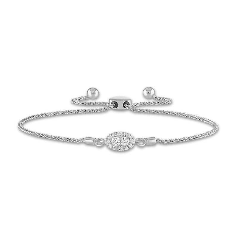 Forever Connected 0.20 CT. T.W. Diamond Oval-Shaped Frame Bolo Bracelet in 10K White Gold - 9.5"
